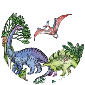 Behangcirkel Dino schildering - Kleur