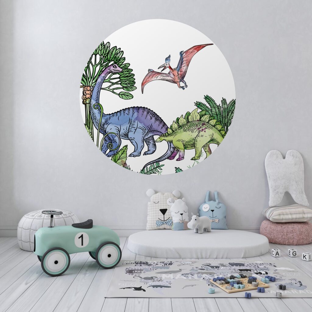 Behangcirkel Dino schildering - Kleur