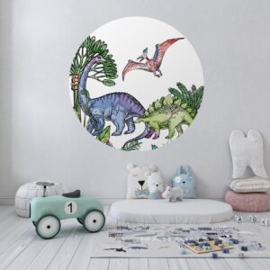 Behangcirkel Dino schildering - Kleur