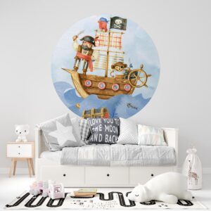 Behangcirkel Piraten op zee