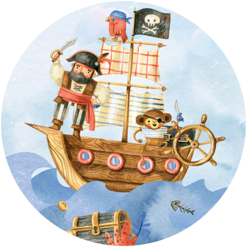 Behangcirkel Piraten op zee