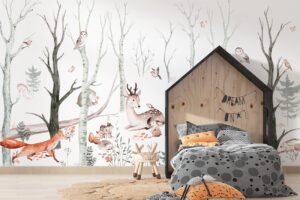 Dieren in het bos - Bos behang met dieren