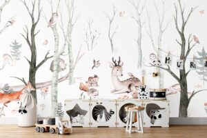 Dieren in het bos - Bos behang met dieren