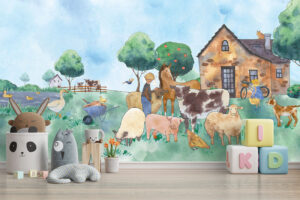 Boerderij vrienden - Boerderij behang kinderkamer