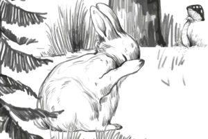 Het stille woud - Getekend bosbehang met dieren