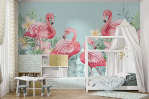 Flamingo paradijs - Tropisch behang kinderkamer