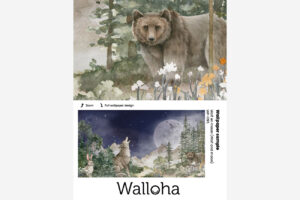 Wolf en maan - Bos behang