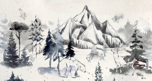 Schemerige wildernis - Bos behang met dieren