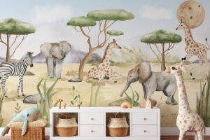 Dieren Safari - Savanne behang met safari dieren