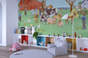 Kleurrijke kinderboerderij - Kleurrijk boerderij behang met dieren