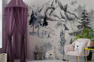Schemerige wildernis - Bos behang met dieren