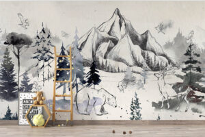 Schemerige wildernis - Bos behang met dieren