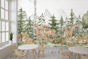 Herten behang babykamer - Hertje & flora