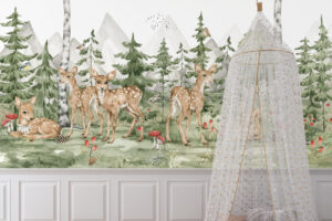 Herten behang babykamer - Hertje & flora