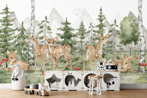 Herten behang babykamer - Hertje & flora