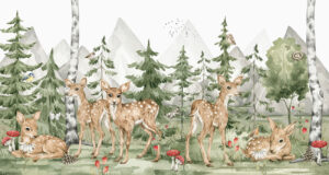 Herten behang babykamer - Hertje & flora