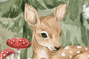 Herten behang babykamer - Hertje & flora