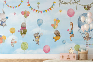 Zweef feest - Kleurrijk kinderbehang