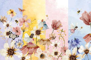 Bloemen behang kinderkamer - Bloemendans