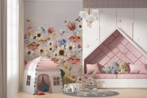 Bloemen behang kinderkamer - Bloemendans