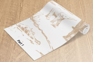 Safari dieren behang in sepia met olifanten, leeuwen en zebras in de savanne - Sepia safari