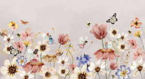 Bloemen behang kinderkamer - Bloemendans