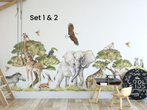 Muurstickers Dieren van de savanne - Muursticker dieren kinderkamer - Walloha