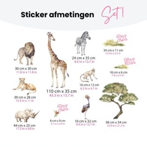 Muurstickers Dieren van de savanne - Muursticker dieren kinderkamer - Walloha