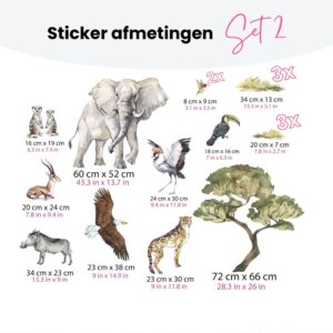 Muurstickers Dieren van de savanne - Muursticker dieren kinderkamer - Walloha