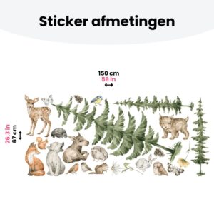 Muurstickers Bos baby's - Muursticker bosdieren - Walloha
