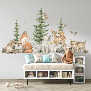 Muurstickers Bos baby's - Muursticker bosdieren - Walloha