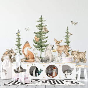Muurstickers Bos baby's - Muursticker bosdieren - Walloha