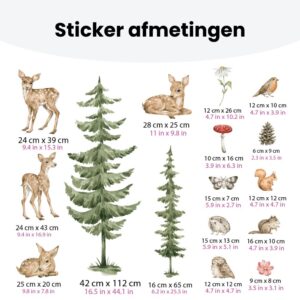 Muurstickers Hertje & flora - Muurstickers babykamer bosdieren - Walloha
