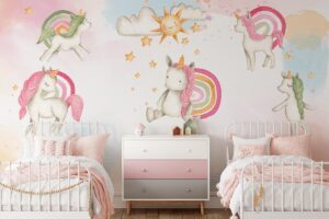 Eenhoorn sterrenregen - Kinderbehang