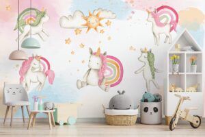Eenhoorn sterrenregen - Kinderbehang