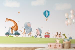 Vrolijke tweewielers - Kinderbehang