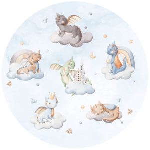 Behangcirkel Kleine draakjes