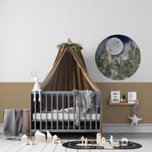 Behangcirkel Wolf en maan