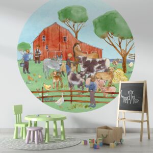 Behangcirkel Kleurrijke kinderboerderij