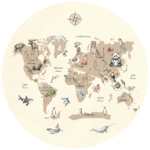Behangcirkel Dierenrijk wereldkaart