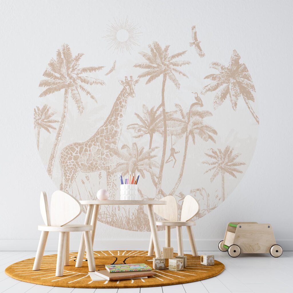 Behangcirkel Sepia savanne