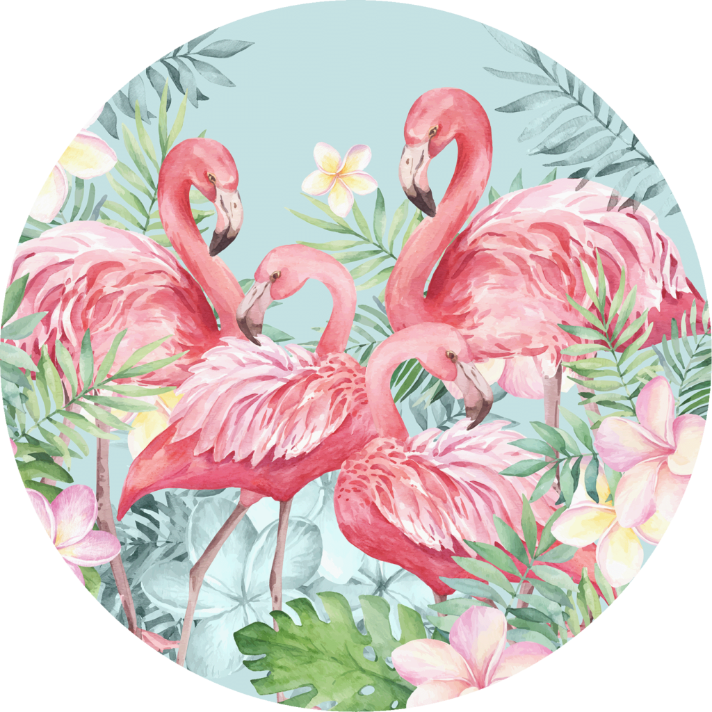 Behangcirkel Flamingo paradijs