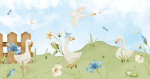 Lieve kleine gansjes - Kinderkamer behang