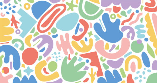 Vrolijke vormen - Kleurrijk kinderbehang met abstracte vormen